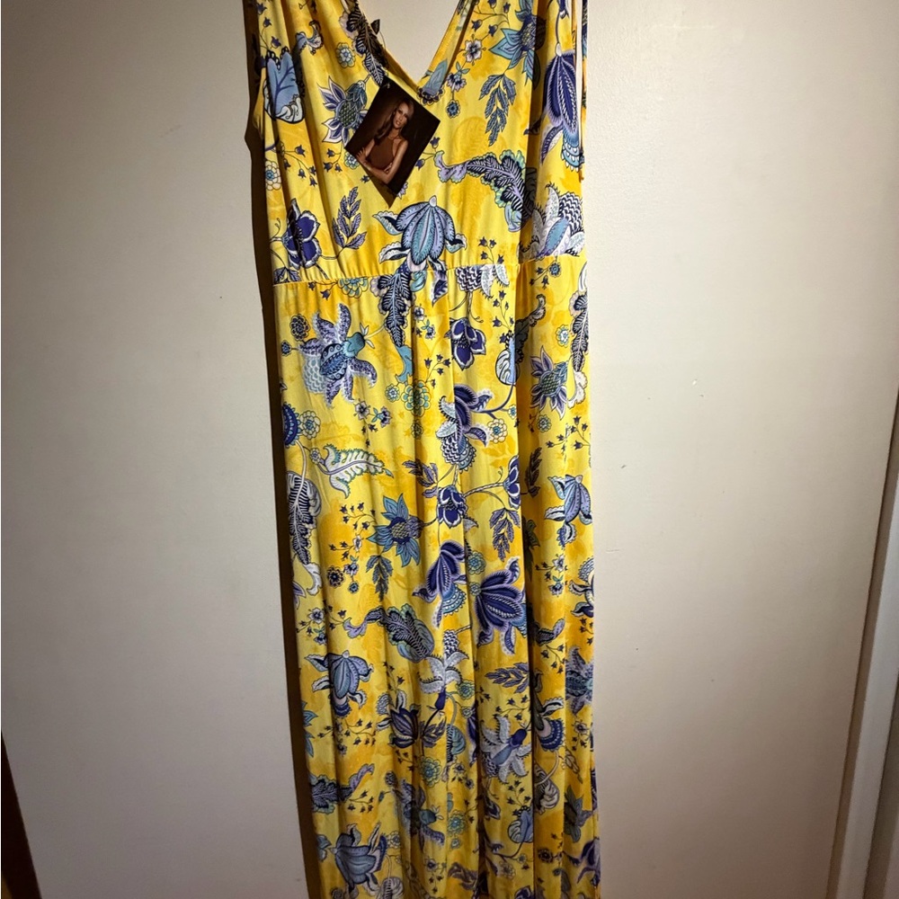 IMAN Yellow and Blue Floral Maxi Dress - Picture 15 of 16